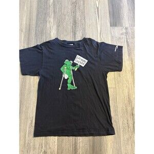 Vintage Peace Frogs Eat More Chicken T-Shirt Black Men Size Medium Novelty Funny